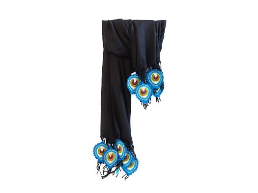 Happy Threads Trendy Stoles with Crochet Motifs (Black & blue)
